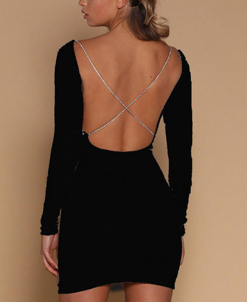 Backless Long Sleeve Sexy Bodycon Dress