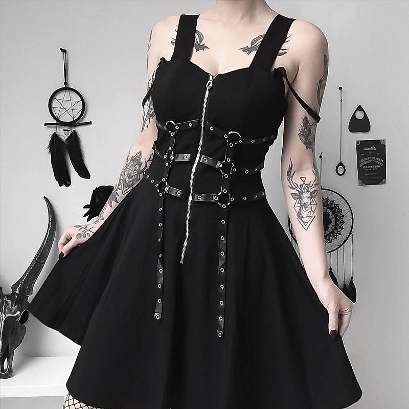 Sexy Sleeveless Zip Black Dress