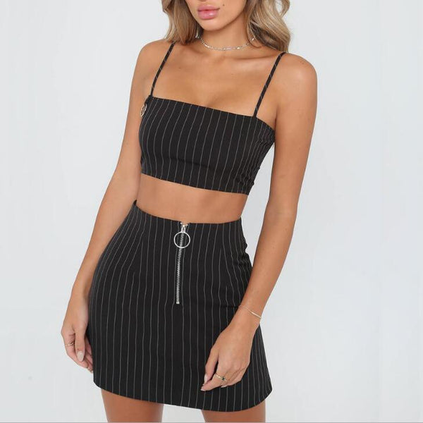 Sexy Women Sling Vest Two-Piece Skirt