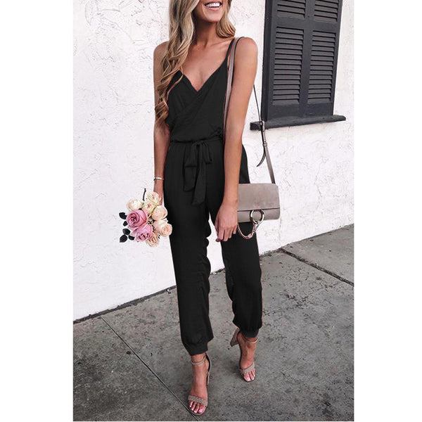 Sexy V-neck Sling Belt Jumpsuit