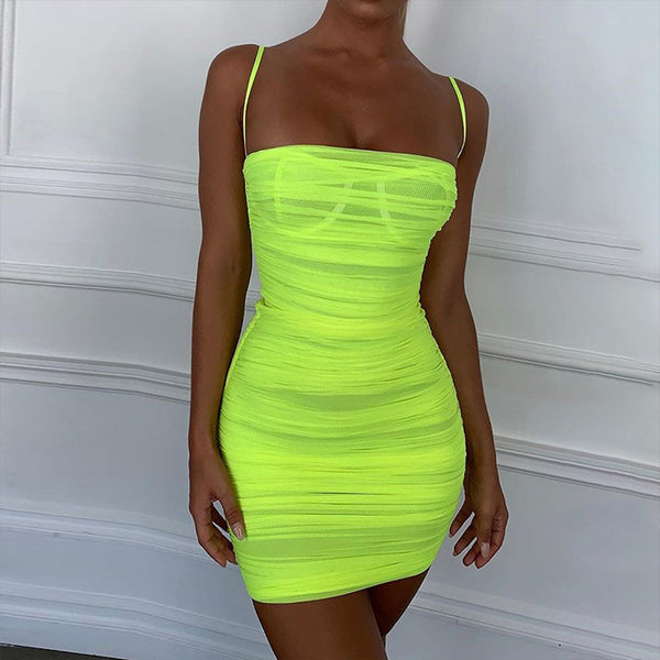 Strap Sexy Solid Color Mini Dress