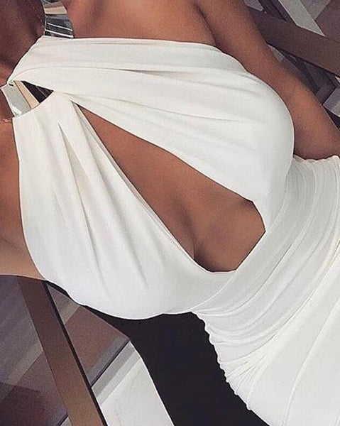 Sexy Hanging Neck Cross Backless Dress