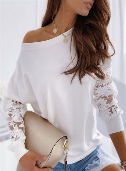 Hollow Lace Long Sleeved Sweater