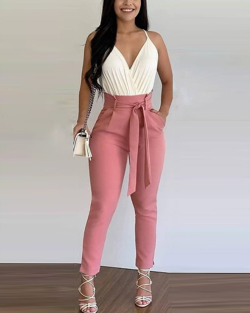 Sexy Sling Tops Lace-up Pants Two-piece Sets