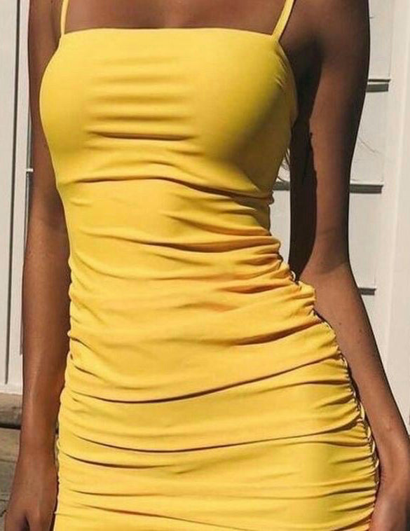 Sling Sexy Solid Color Backless Dress