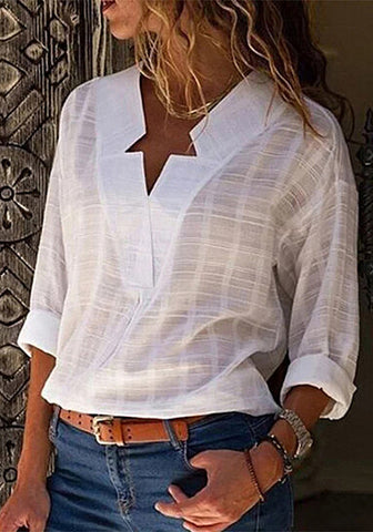 Long Sleeve V-neck Blouse