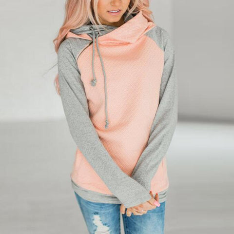 Fashion Long Sleeves Hooded Zipper Tops Sweater
