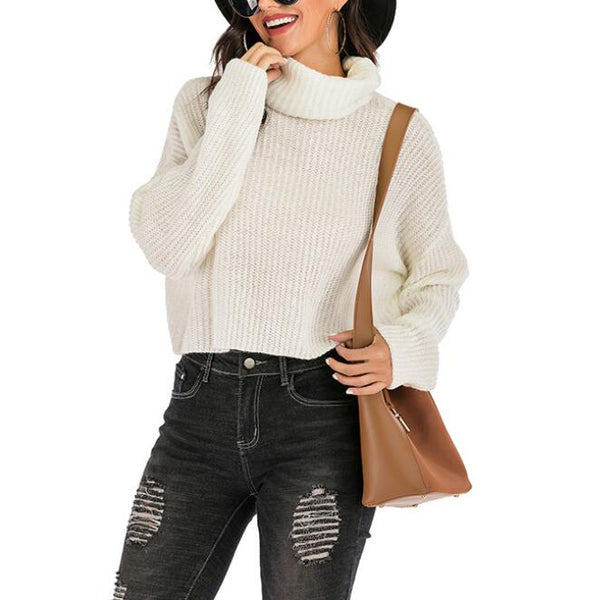 High necked Knitted Pullover Sweater