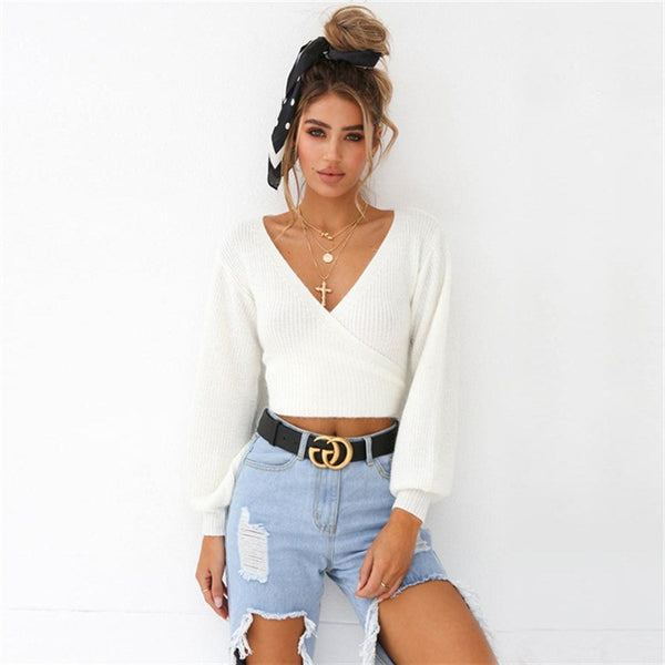 Long Sleeve V-neck Sweater Top