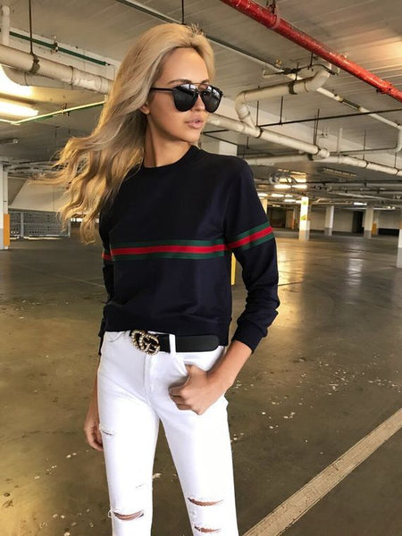 Fashion Long-Sleeved Round Neck Sweater Top
