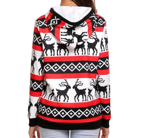 Fashion Print Hooded Long-Sleeved Top Sweater
