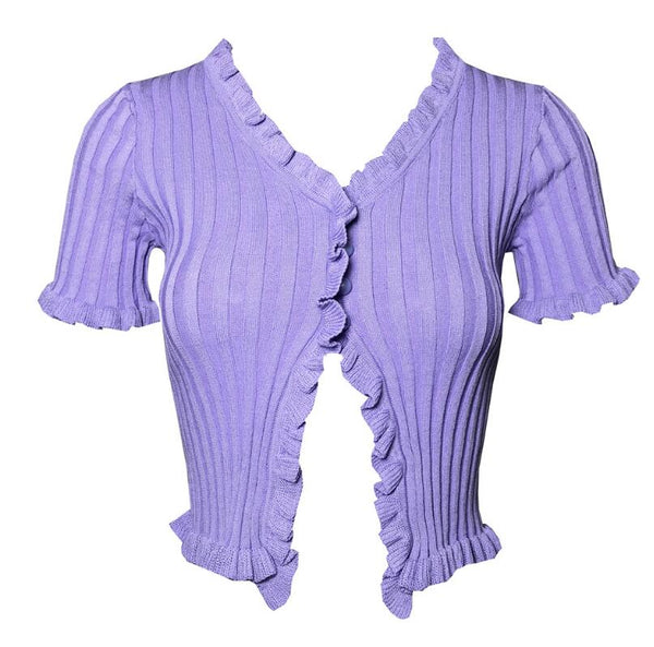 Sexy Short Sleeve Knitting Cardigan Tops T-shirt