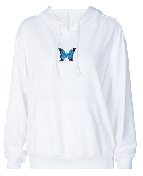 Embroidery Butterfly Loose Hooded Sweater