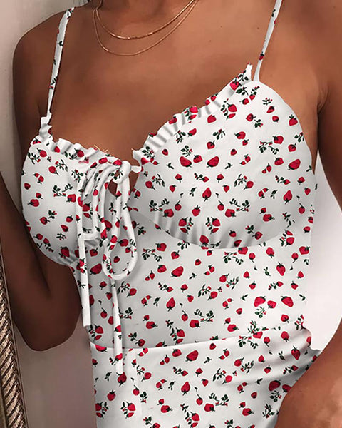 Women's V-neck Sexy Print Mini Dress