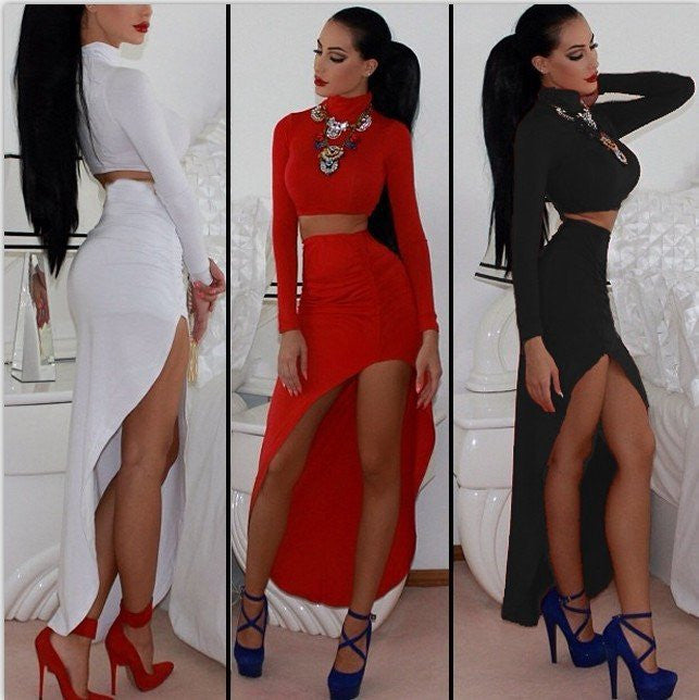 FASHION LONG-SLEEVED TWO-PIECE DRESS