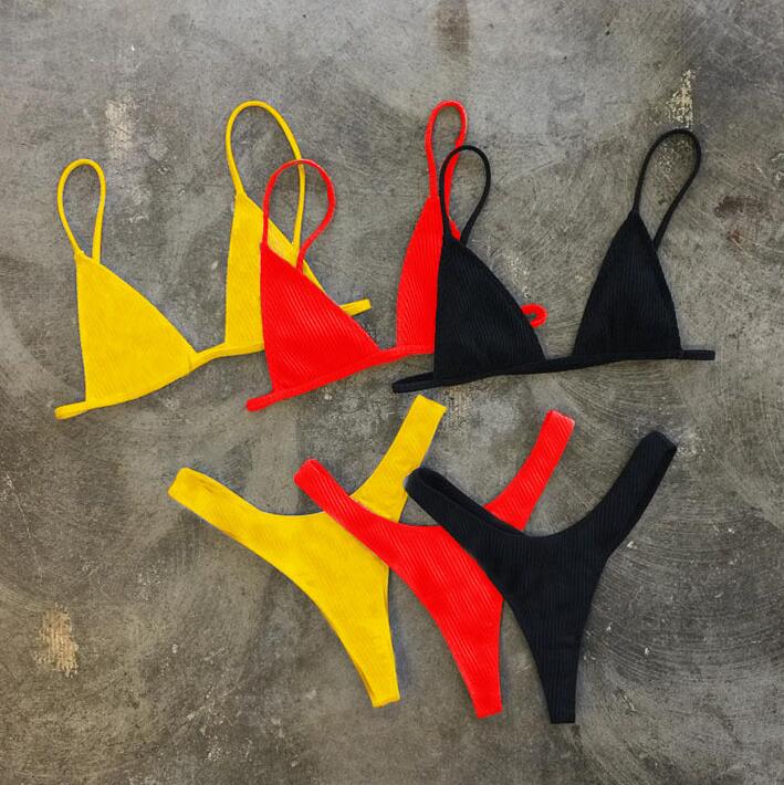 Sexy Solid Color Swimwear Bikini Set