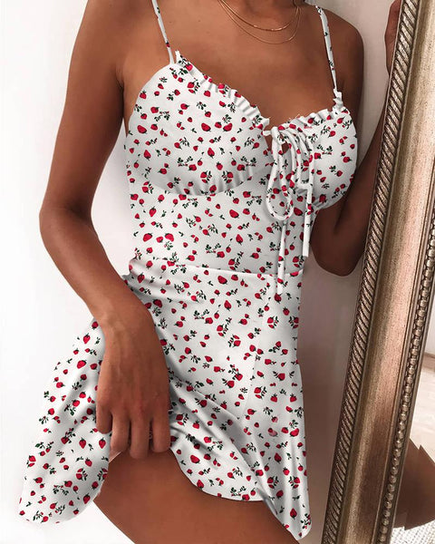 Women's V-neck Sexy Print Mini Dress