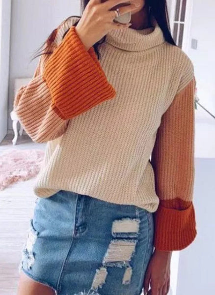 Women's High Collar Knitted Sweater