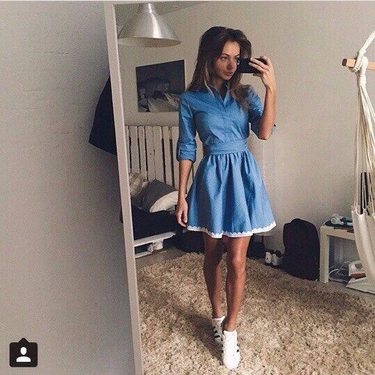 Fashion Blue Mini Dress