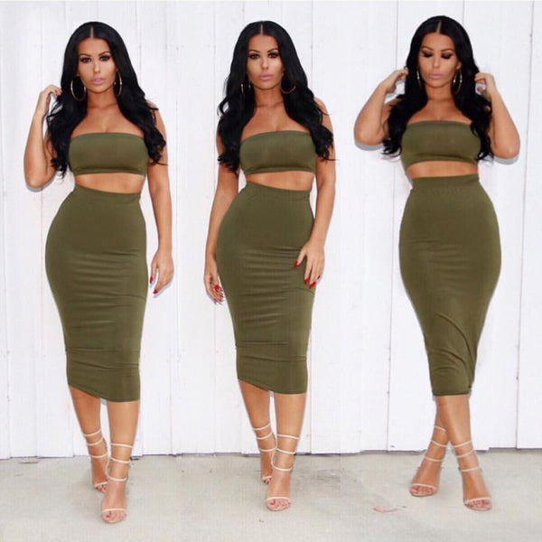 Sexy Solid Color Two-Piece Dress