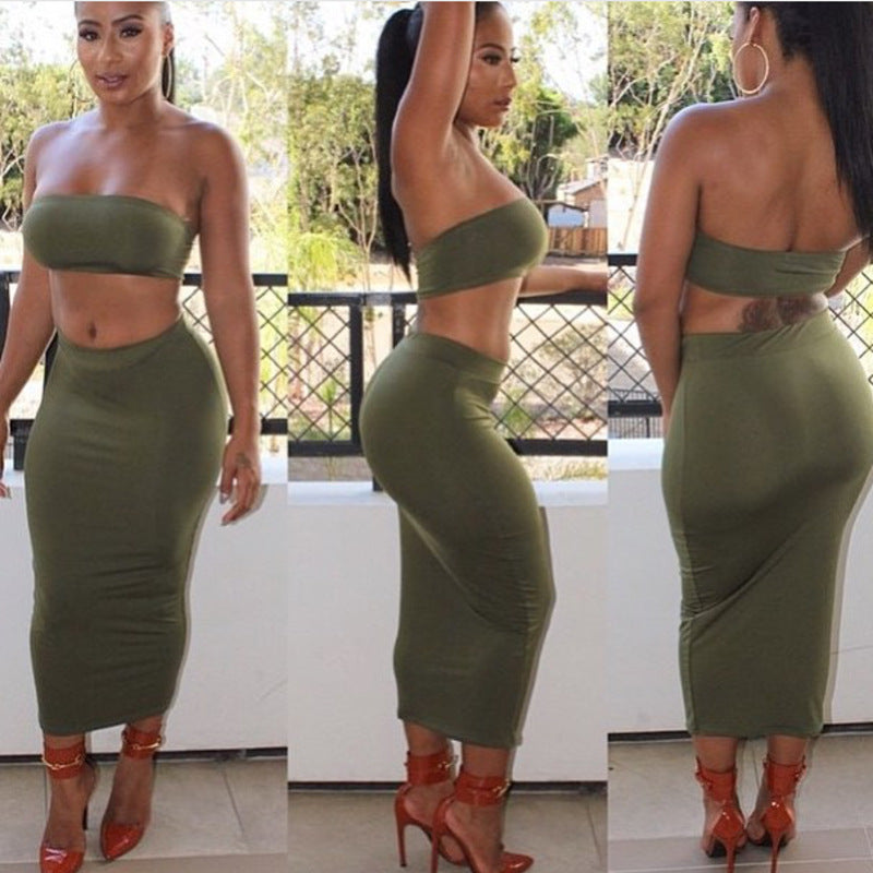 Sexy Solid Color Two-Piece Dress