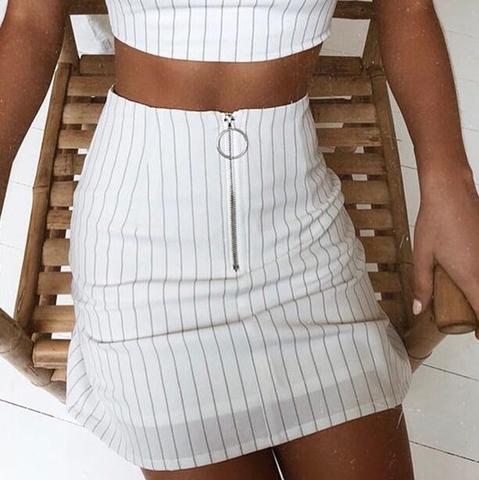 Fashion Womens Striped Zipper Skirt