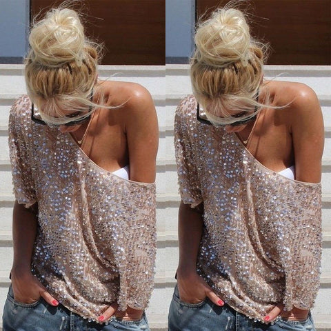 LOOSE SEQUINED T-SHIRT