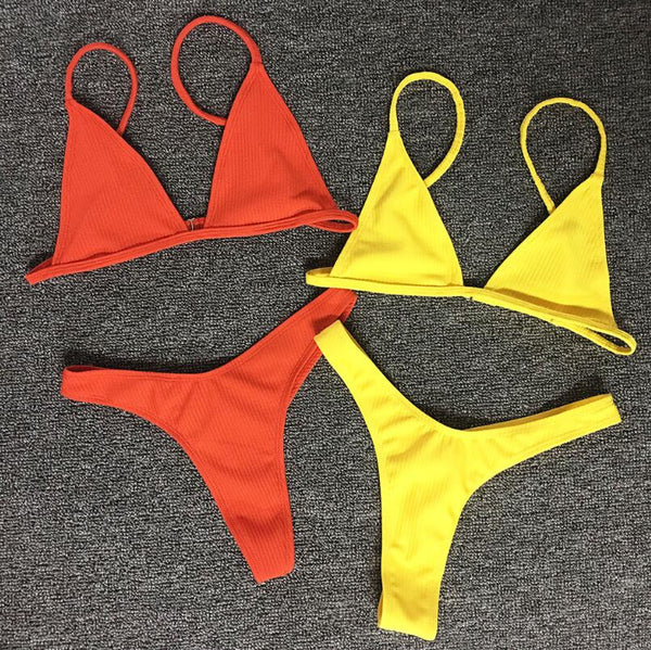 Sexy Solid Color Swimwear Bikini Set