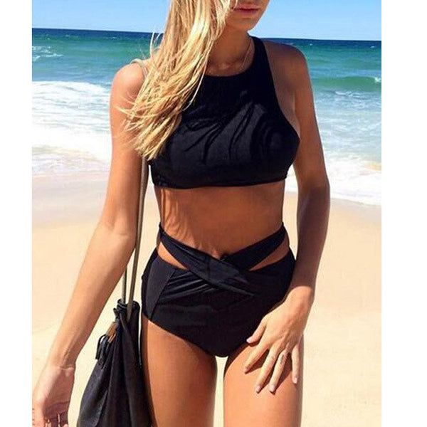 Sexy Black High Waist Swimwear Bikini Set