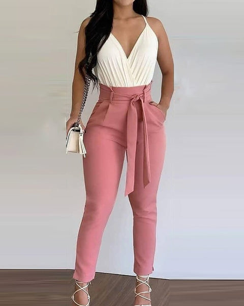 Sexy Sling Tops Lace-up Pants Two-piece Sets