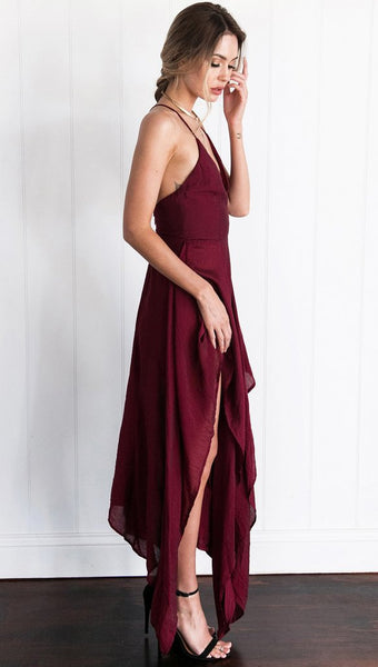 Solid Color V-Neck Sleeveless Dress
