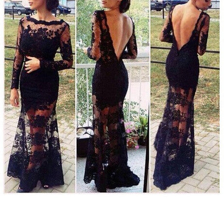 EMBROIDERED BLACK LACE DRESS