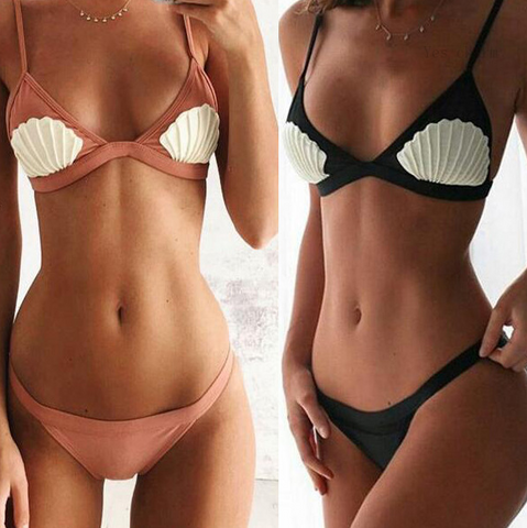 Solid Color Sexy Bikini Swimwear Suit