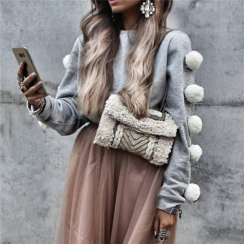 Fashion Round Neck Long Sleeves Sweater