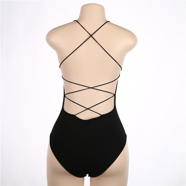 Sexy Cross Backless Bodysuit Rompers jumpsuit