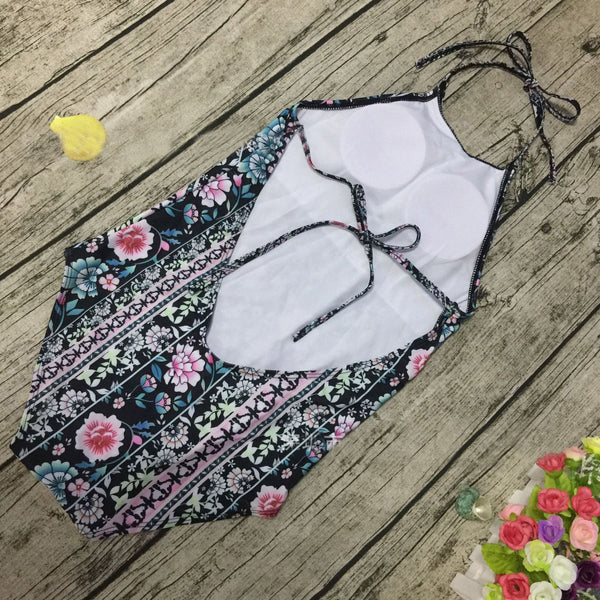 Sexy Backless Printing Floral One Piece Swimwear