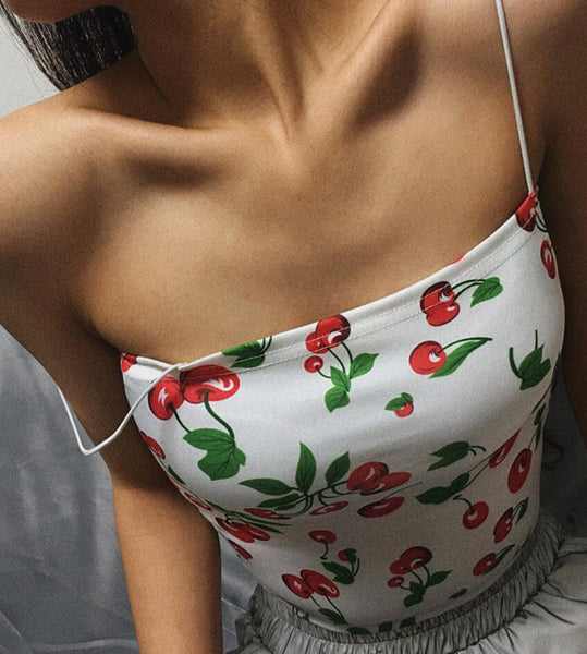 Sexy Floral Print Tie Front Halter Crop Top