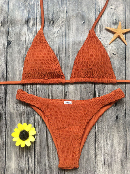 Fashion Solid Color Swimwear Bikini Set