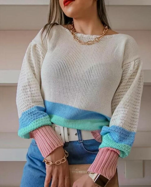 Flared Sleeve Knitted Sweater Top