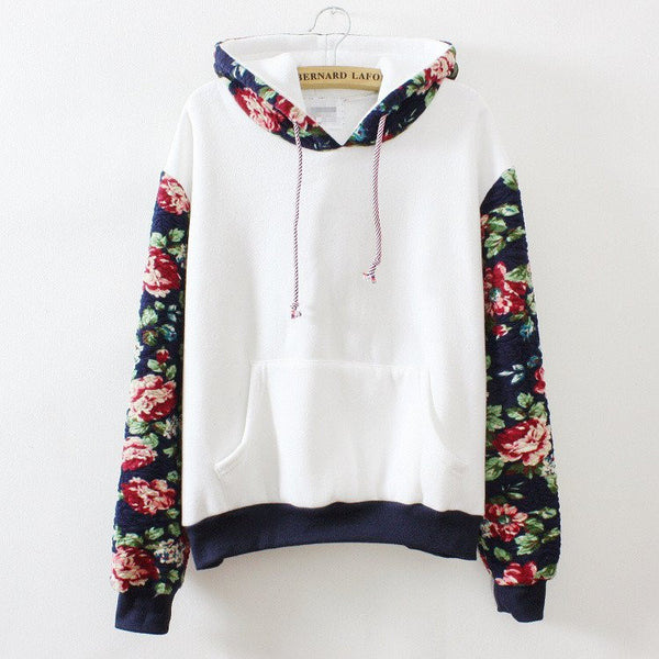 FASHION FLOWERS HOODED SWEATER