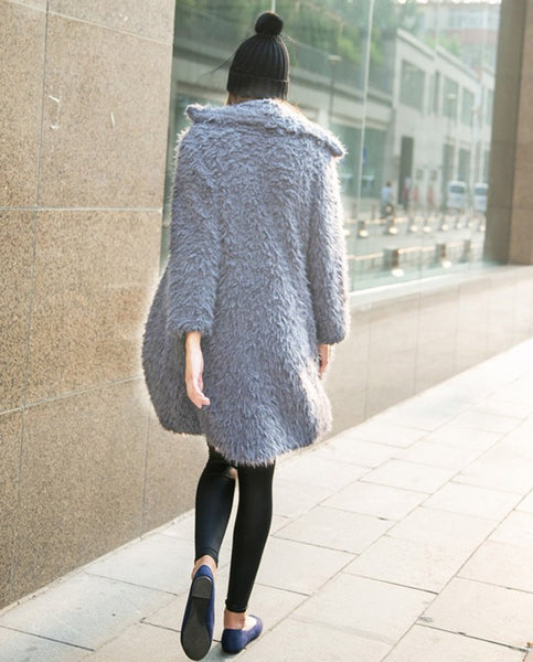 Fashion Solid Color Lambswool Jacket Coat Top