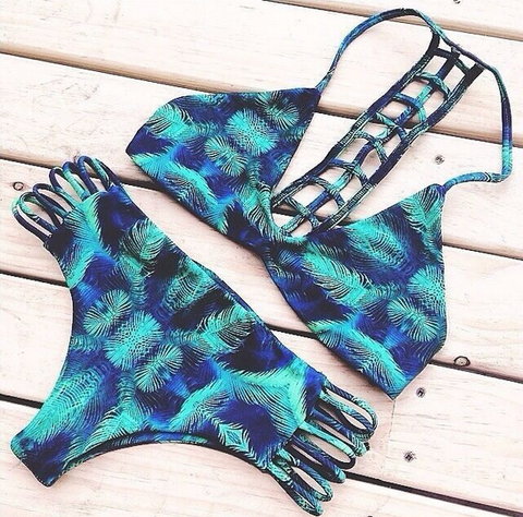 SEXY TWO-PIECE PRINTING BIKINI SWIMSUIT