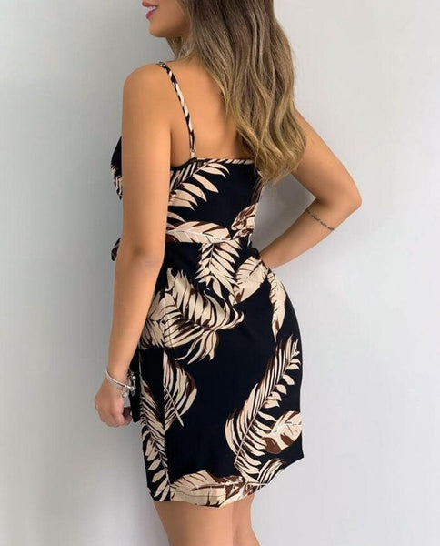 Print Sling Sexy V-Neck Dress