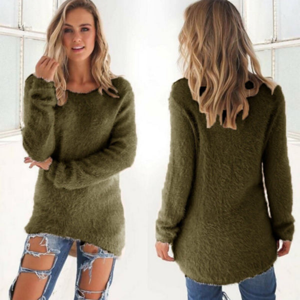 Fashion Women Solid Color Long-Sleeved Sweater – whaonck