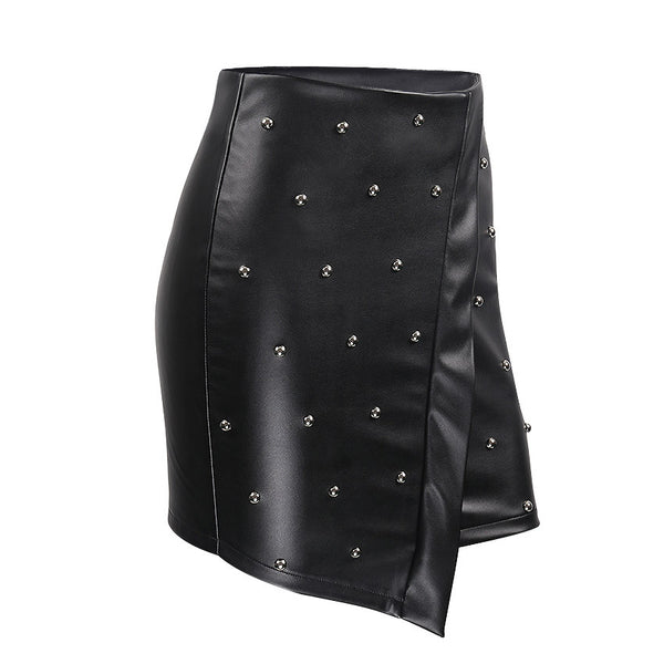 Fashion Splice Irregular Skirt Black