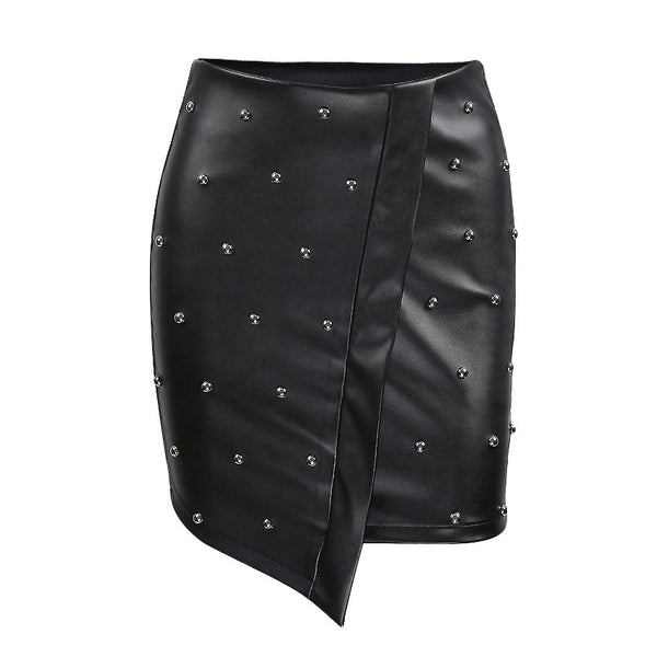 Fashion Splice Irregular Skirt Black