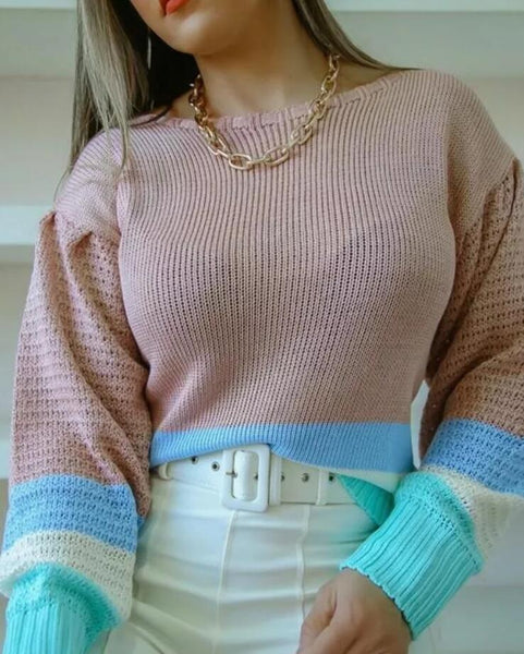 Flared Sleeve Knitted Sweater Top