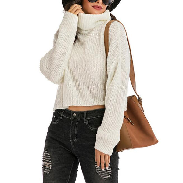 High necked Knitted Pullover Sweater