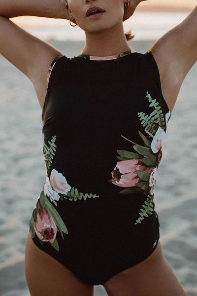 Sexy Print Backless One-piece Swimwear Swimsuit