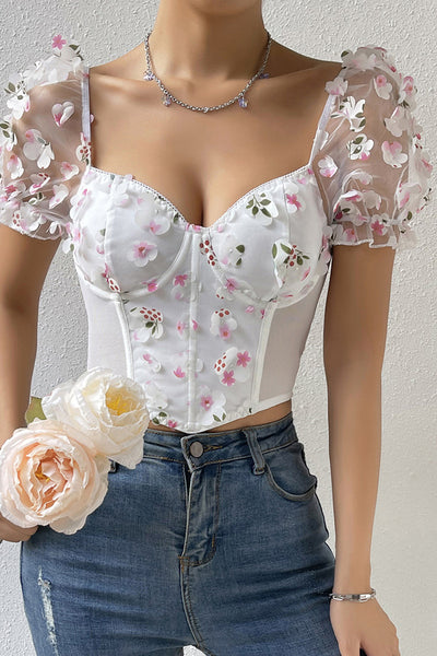 Short Sleeve Floral Print Sexy Tank Top